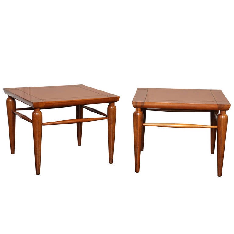 Pair of Mid-Century Walnut Tables For Sale