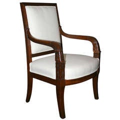 19th Century First Empire Mahogany Fauteuil