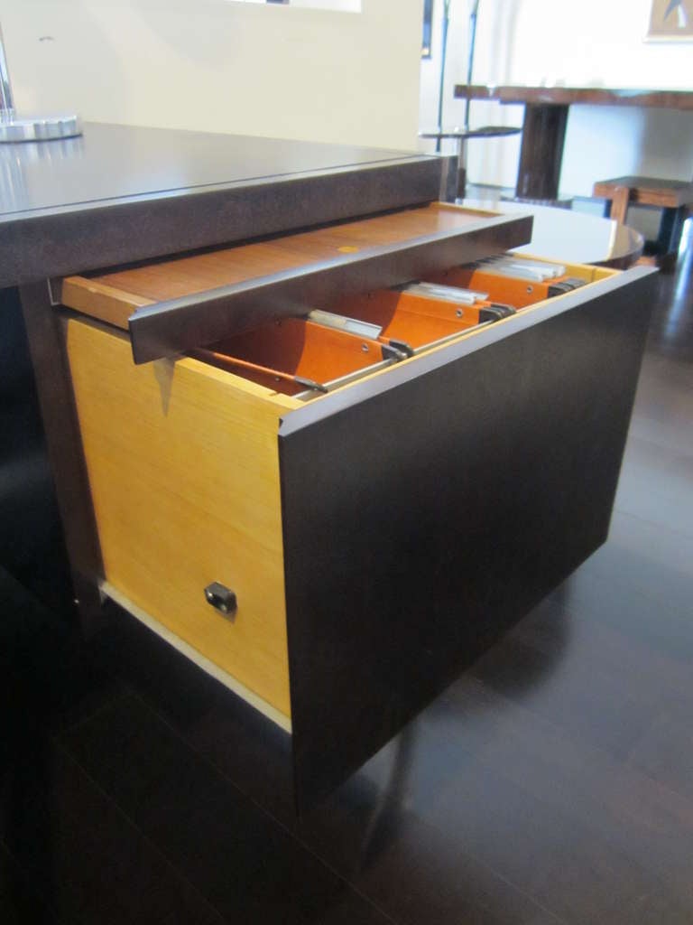 Chrome Architectural 1970's Mahogany Knoll Desk For Sale