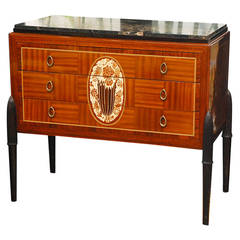 Rare Marquetry Dresser by Mercier Frères in Rosewood and Mahogany