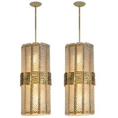 Pair of Art Deco Glass Chandeliers