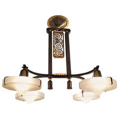 Wrought Iron Chandelier attributed to Edgar Brandt 12