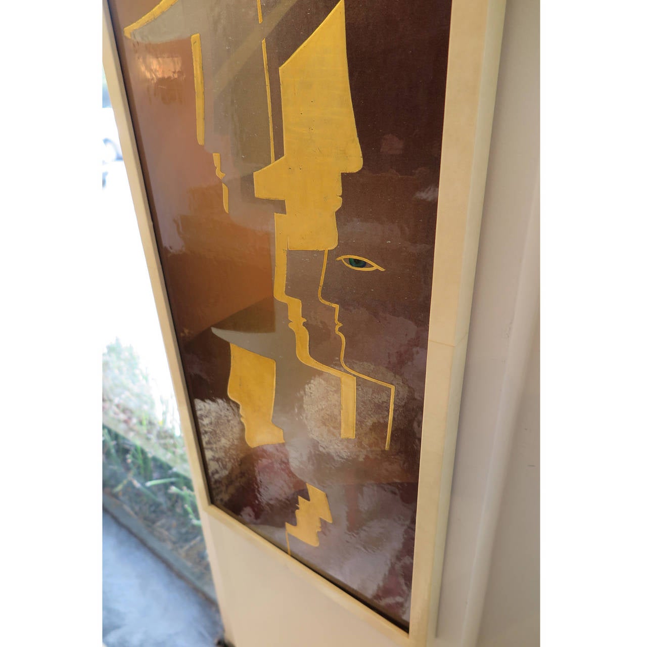Art Deco Lacquer and Goatskin Panel by Henon