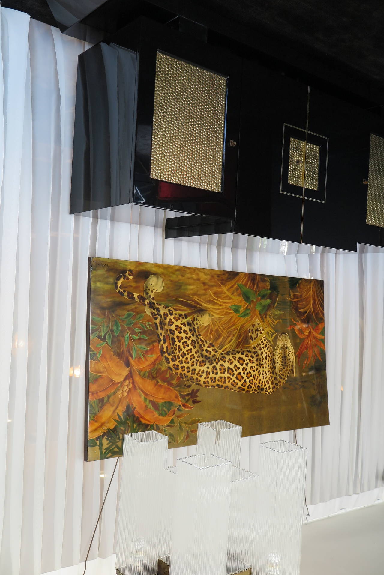 Mid-20th Century Leopard in the Savannah Panel by Cartier