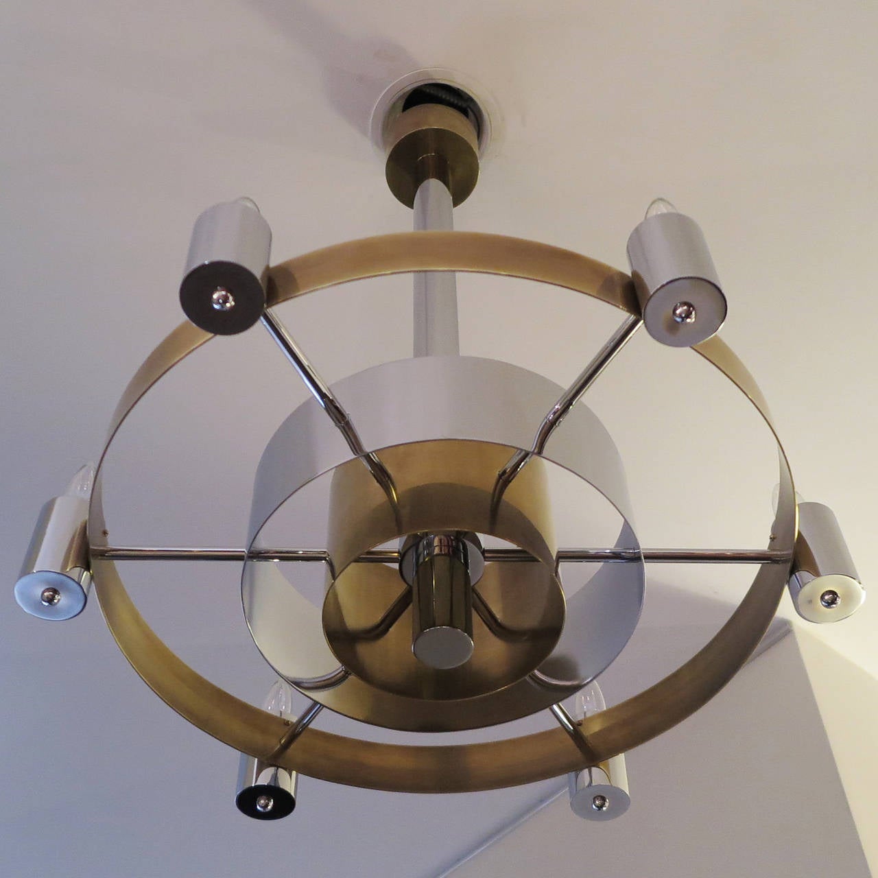 Mid-20th Century Art Deco Two-Tone Modernist Chandelier For Sale