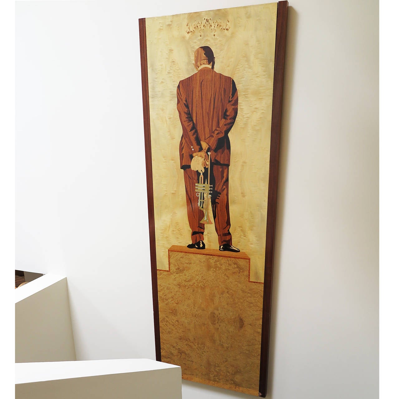Art Deco Louis Armstrong Marquetry Jazz Panel from Paris