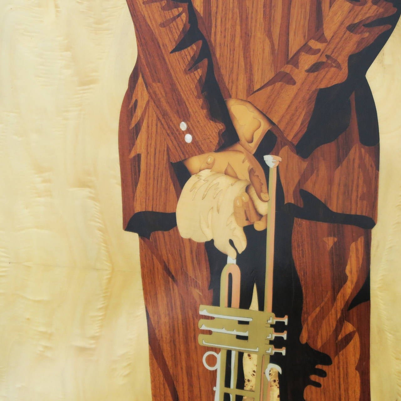 Inlay Louis Armstrong Marquetry Jazz Panel from Paris