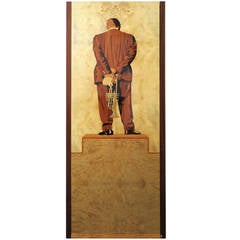 Louis Armstrong Marquetry Jazz Panel from Paris