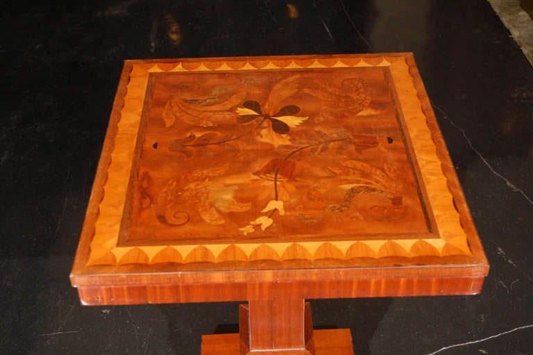 French Rosewood and Burl Flower Marquetry Side Table For Sale