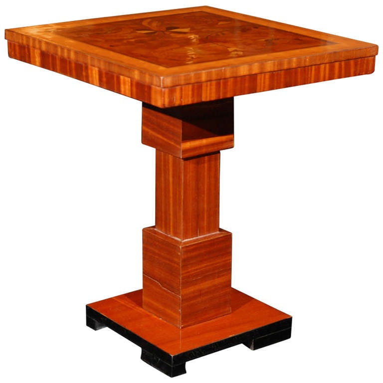 Rosewood and Burl Flower Marquetry Side Table