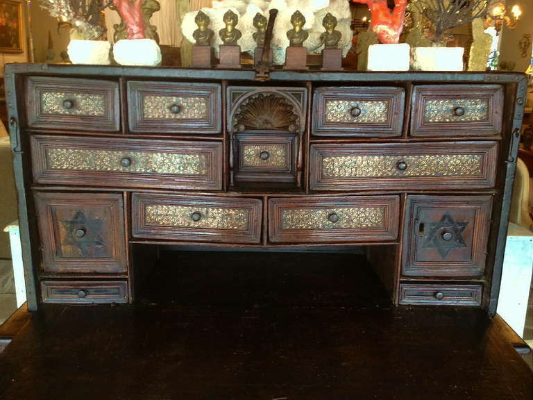 16th-17th Century Spanish Inlaid Vargueno In Good Condition For Sale In West Palm Beach, FL