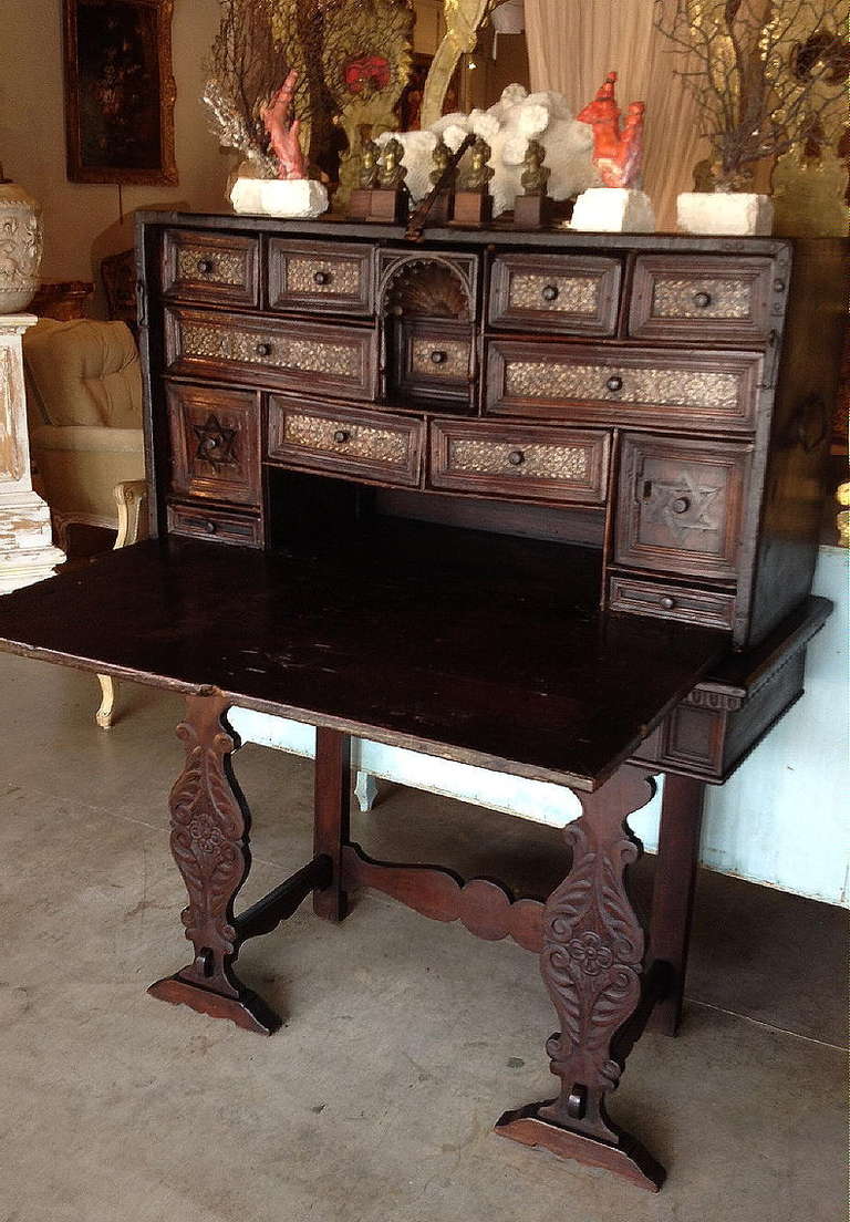 16th-17th Century Spanish Inlaid Vargueno For Sale 1