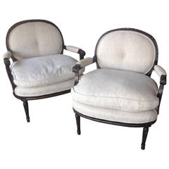 Pair of Louis XV Style Large Armchairs