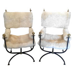 Pair of 19th Century Iron Savonarola Chairs