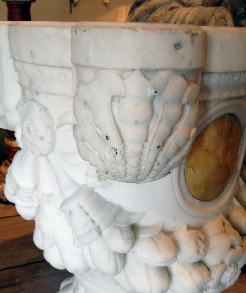Pair of 19th Century Italian Carved Marble Planters 1