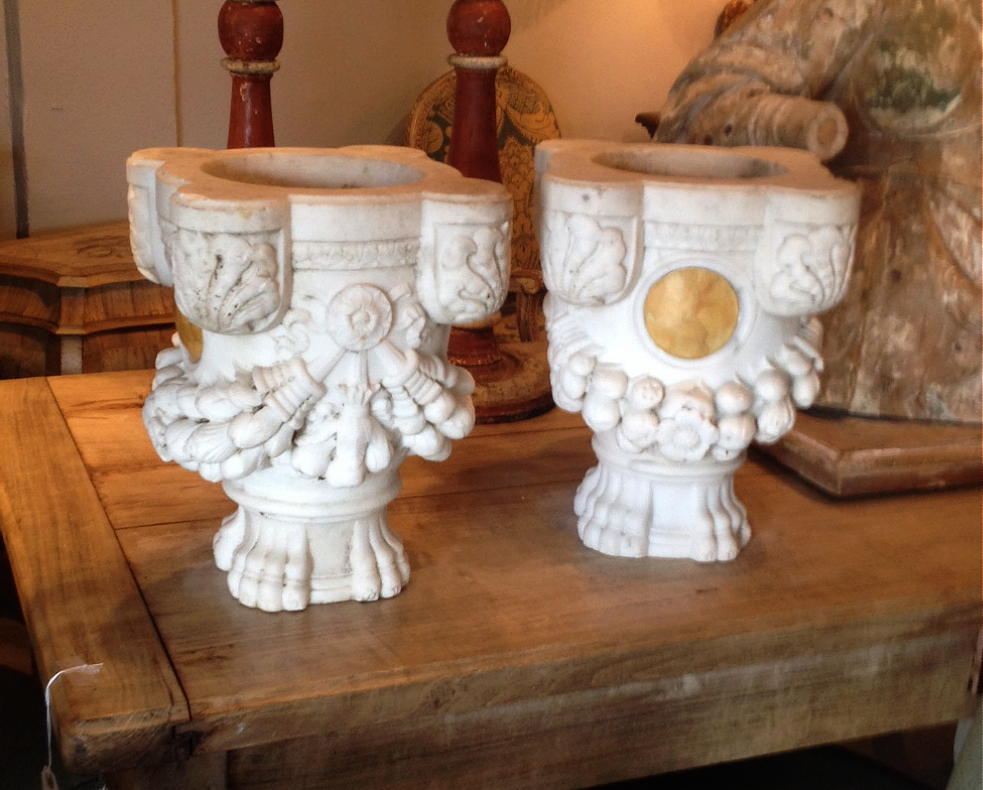Pair of 19th Century Italian Carved Marble Planters 5