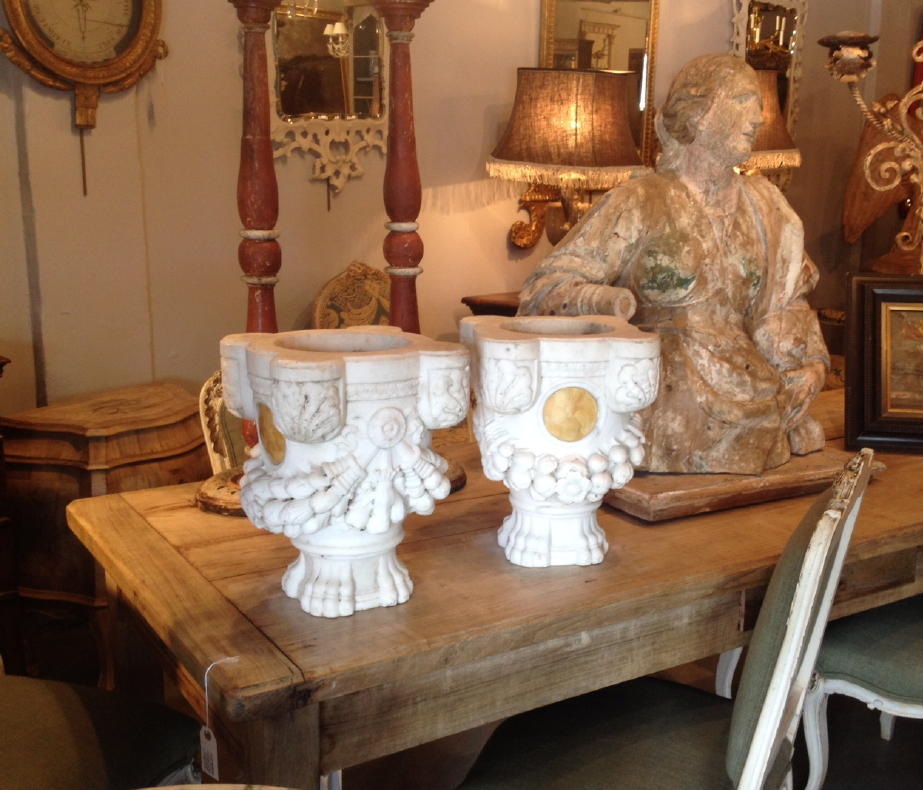 Pair of 19th Century Italian Carved Marble Planters 6