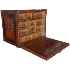 German Marquetry Table Cabinet