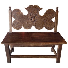 18th Century Carved Walnut Bench