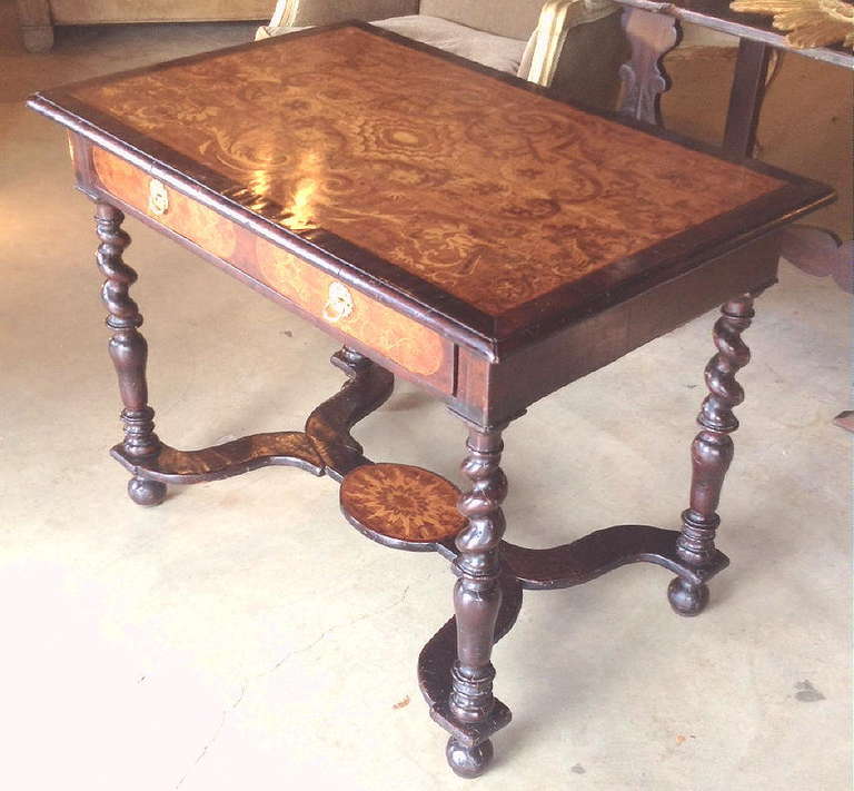 19th Century Marquetry Writing Table In Excellent Condition In West Palm Beach, FL