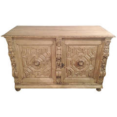 19th Century Carved Oak Credenza