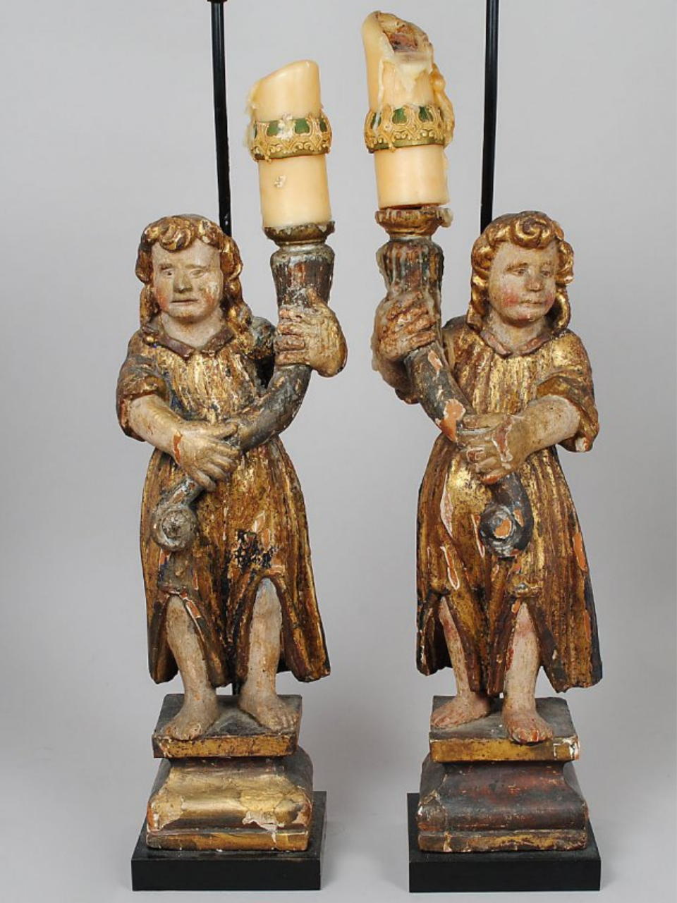 Pair Of 18th Century Candle Bearing Angels