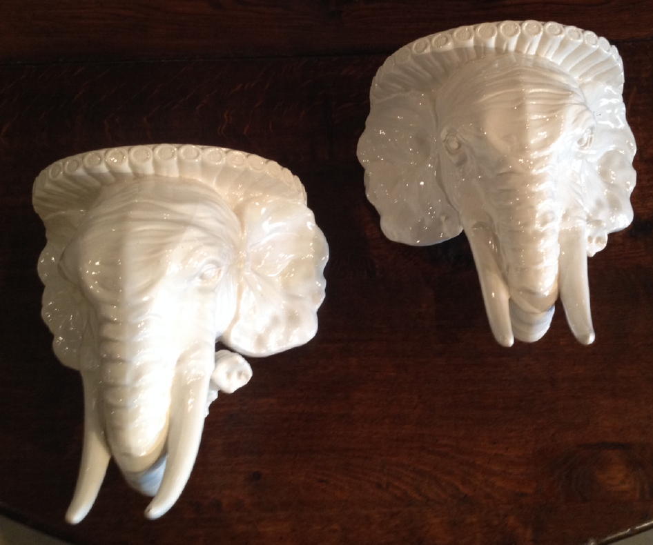 Italian Pair of Mid-Century Elephant Wall Brackets