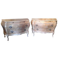 Antique Pair of Early 20th Century Italian Bombe Commodes