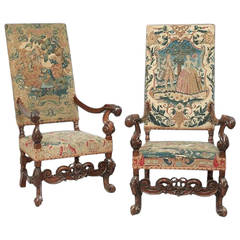 Pair of 19th Century Tapestry Upholstered Armchairs