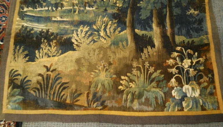 17th Century Verdure Tapestry Fragment In Good Condition In West Palm Beach, FL