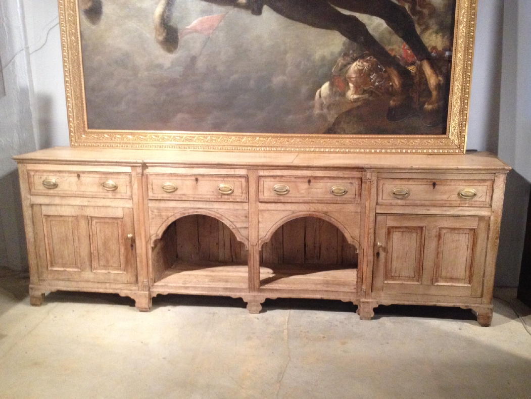 Very large 18th century Georgian inlaid and carved dresser or sideboard.