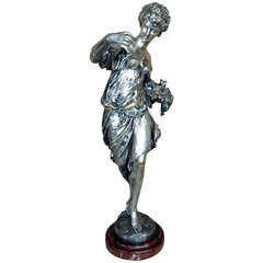 Mathurin Moreau Silvered Bronze Figure