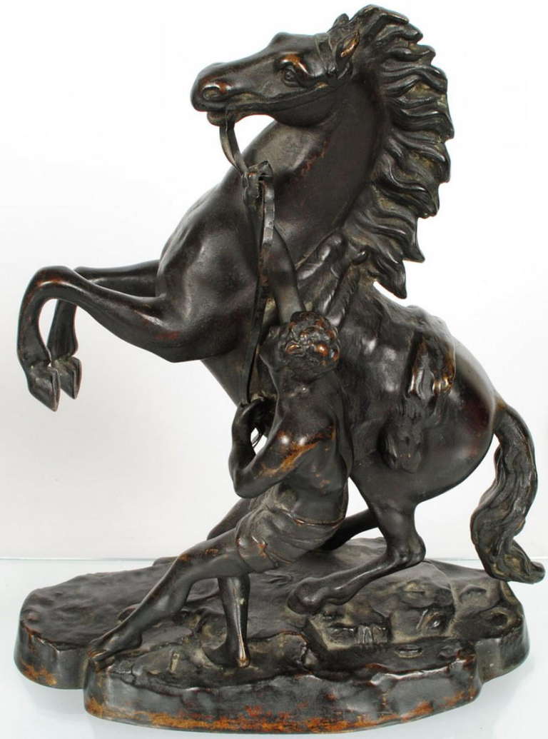 Pair Of French Bronze Marley Horse Sculptures For Sale at 1stDibs