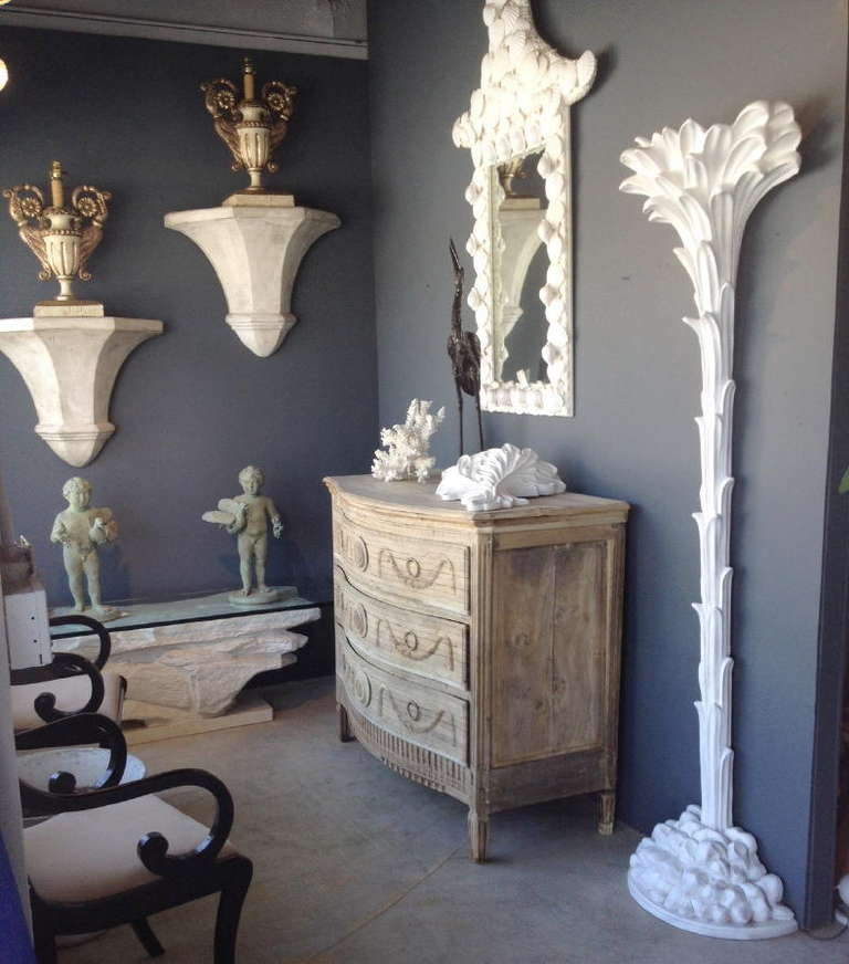 Pair of Large Dorothy Draper Style Plaster Wall Brackets For Sale 3