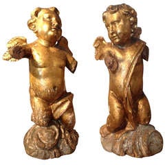 Pair Of Italian Gilt Wood Angels