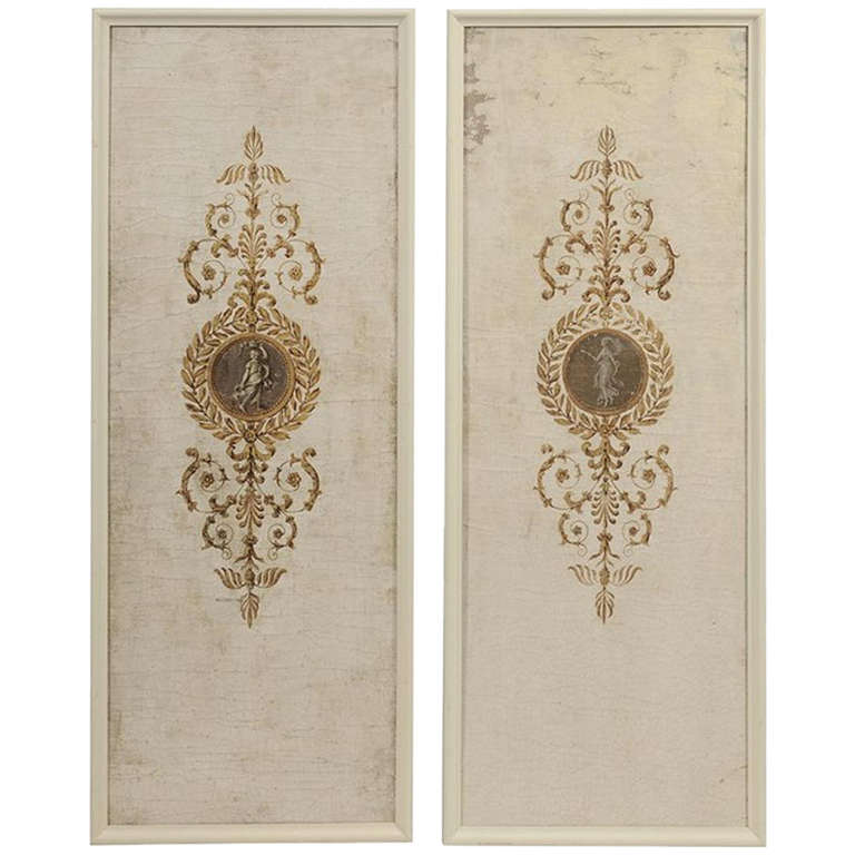 Pair of 19th Century Italian Painted Canvas Panels