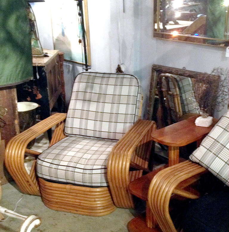 American Pair Rattan Chairs And Ottoman