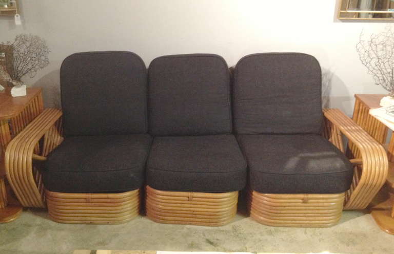 American Paul Frankl Style Rattan Sofa