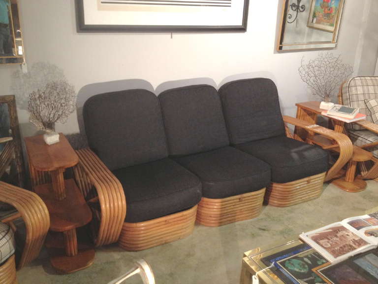 Mid-Century Modern Paul Frankl Style Rattan Sofa
