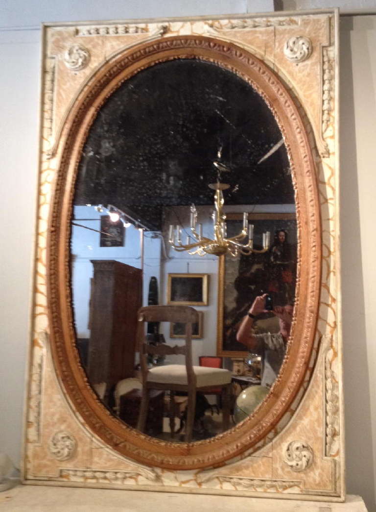 Large 19th Century Faux Painted Mirror In Excellent Condition In West Palm Beach, FL