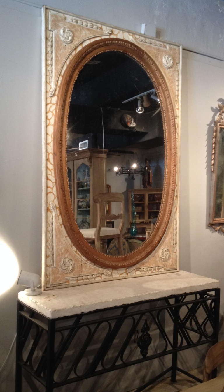 Large 19th Century Faux Painted Mirror 1