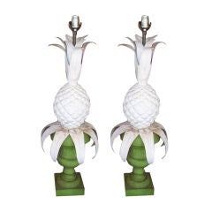 Pair of Tole Pineapple Lamps