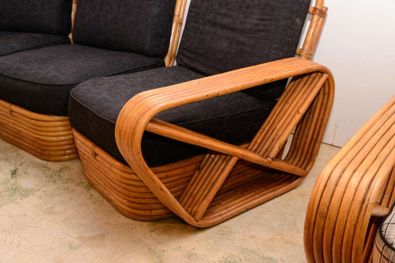 20th Century Paul Frankl Style Rattan Sofa