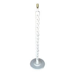White Twisted Wood Floor Lamp