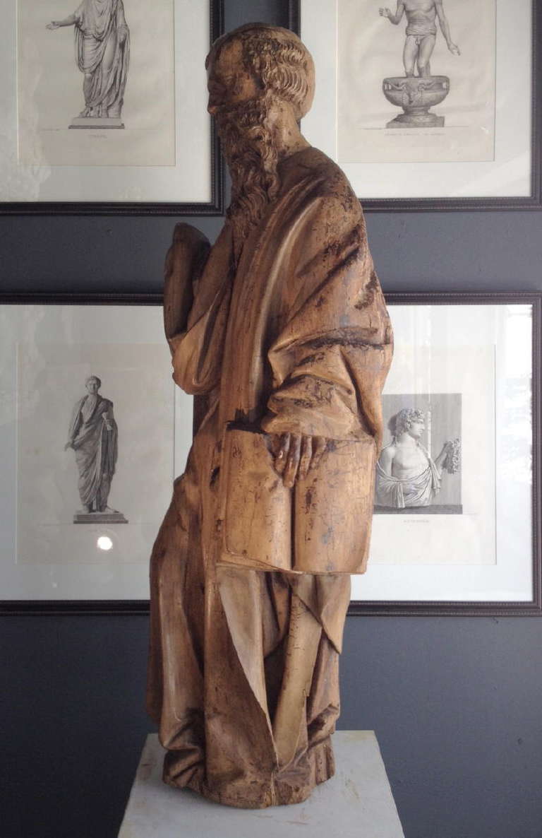 Dutch Large Renaissance Carved Figure of an Apostle