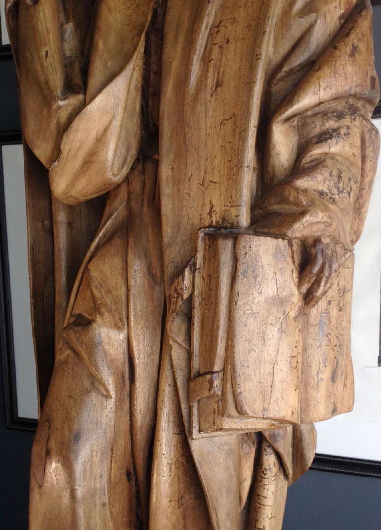 Large Renaissance Carved Figure of an Apostle In Excellent Condition In West Palm Beach, FL