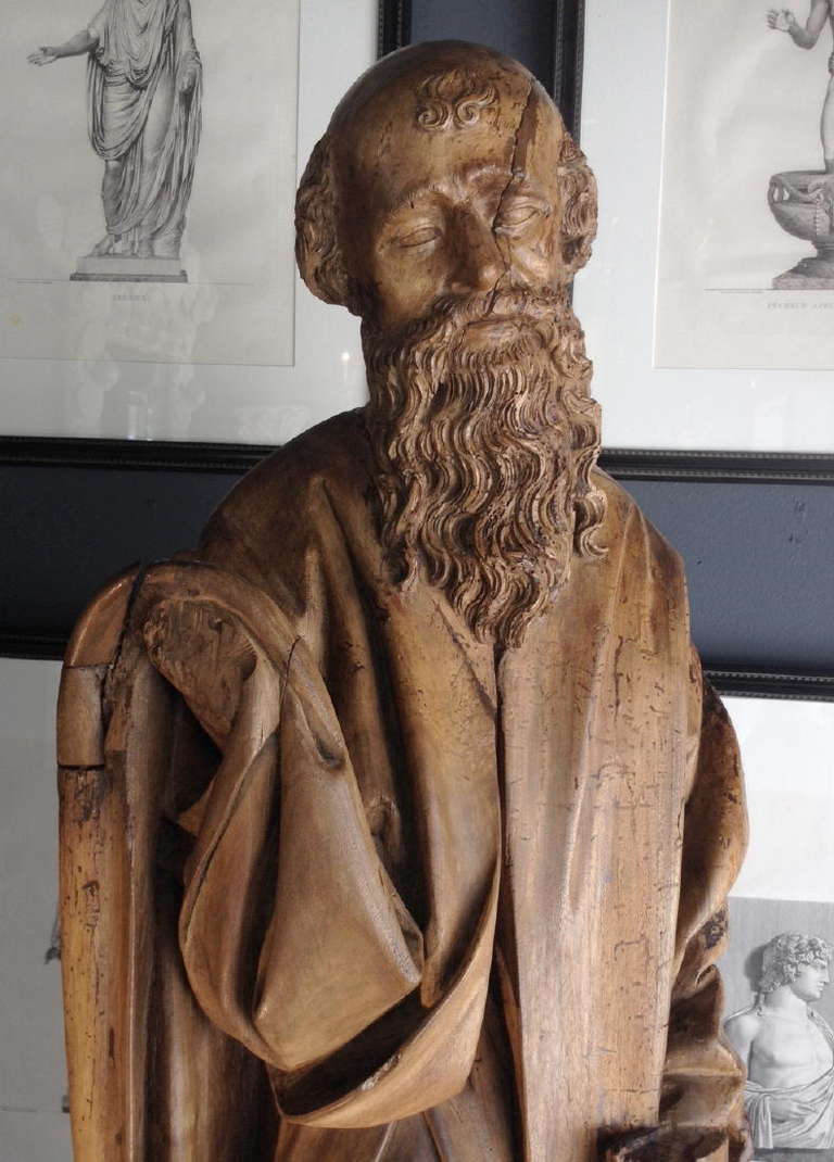 18th Century and Earlier Large Renaissance Carved Figure of an Apostle