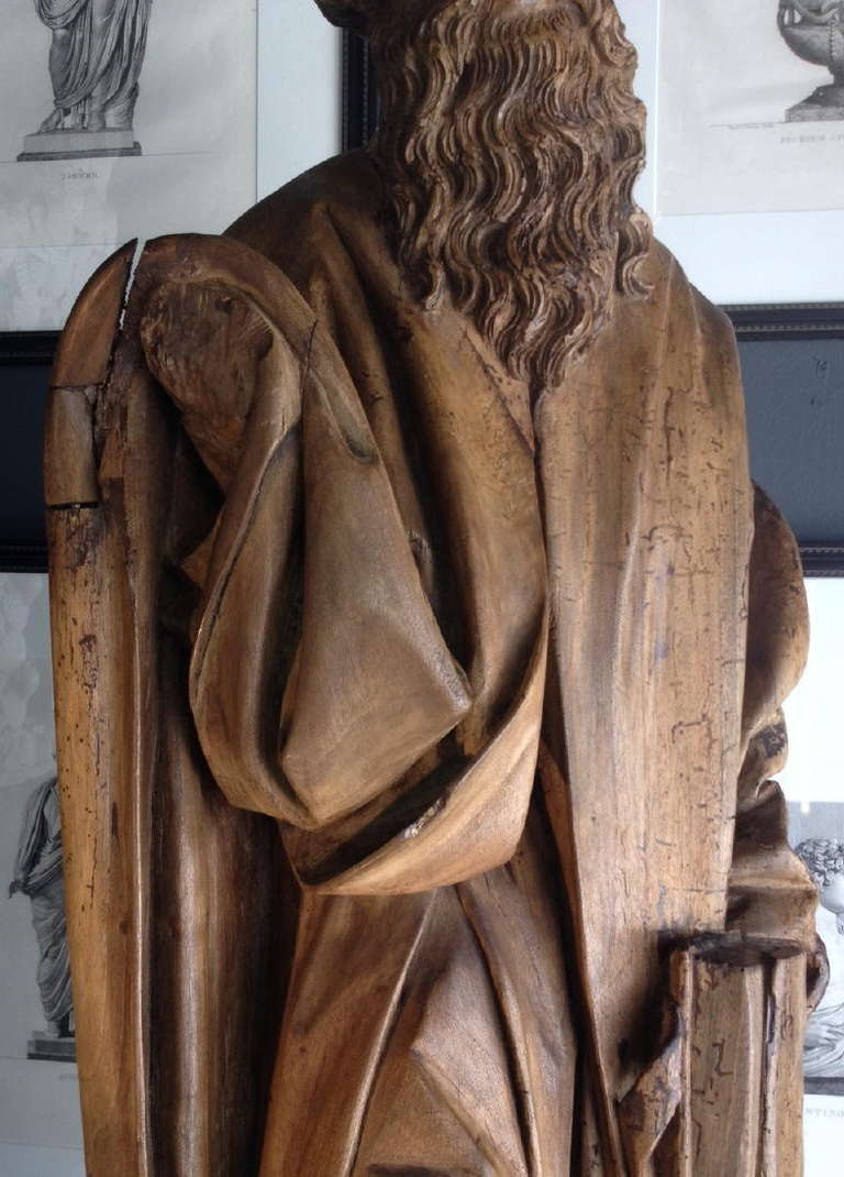 Wood Large Renaissance Carved Figure of an Apostle