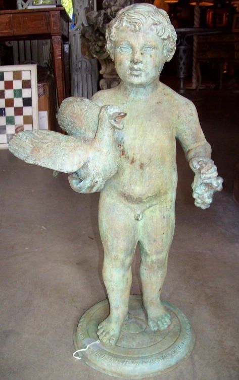 Pair Of Bronze Fountain Figures