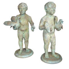 Pair Of Bronze Fountain Figures